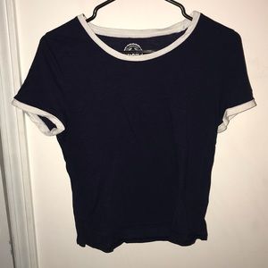 Navy blue t-shirt.